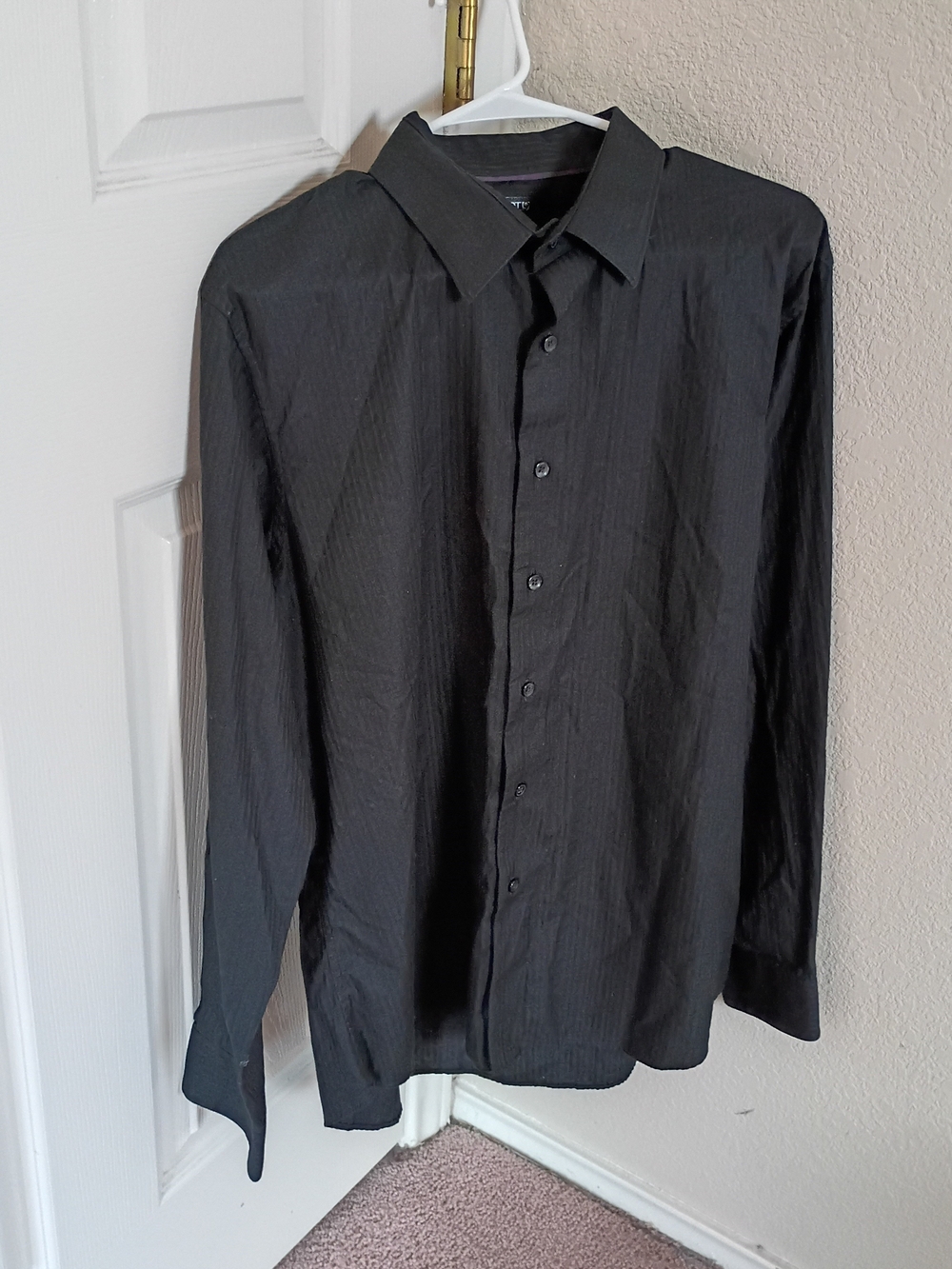 apt 9 black dress shirt Apt. Men's Long-Sleeve Button-Up Soft textured jersey fabric loop:jaimeeyeletminidress Black Dress Plus Size Color:Black (6)